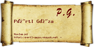 Pártl Géza névjegykártya